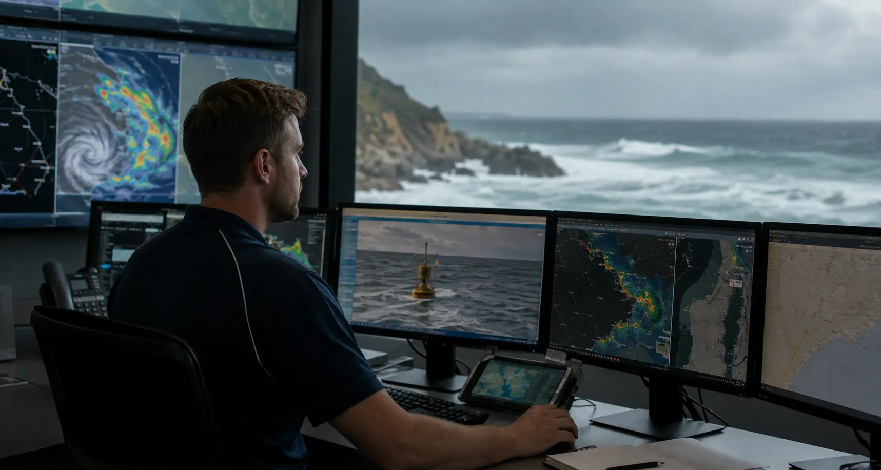 AI-generated editorial representation of marine weather monitoring for Australian waters
