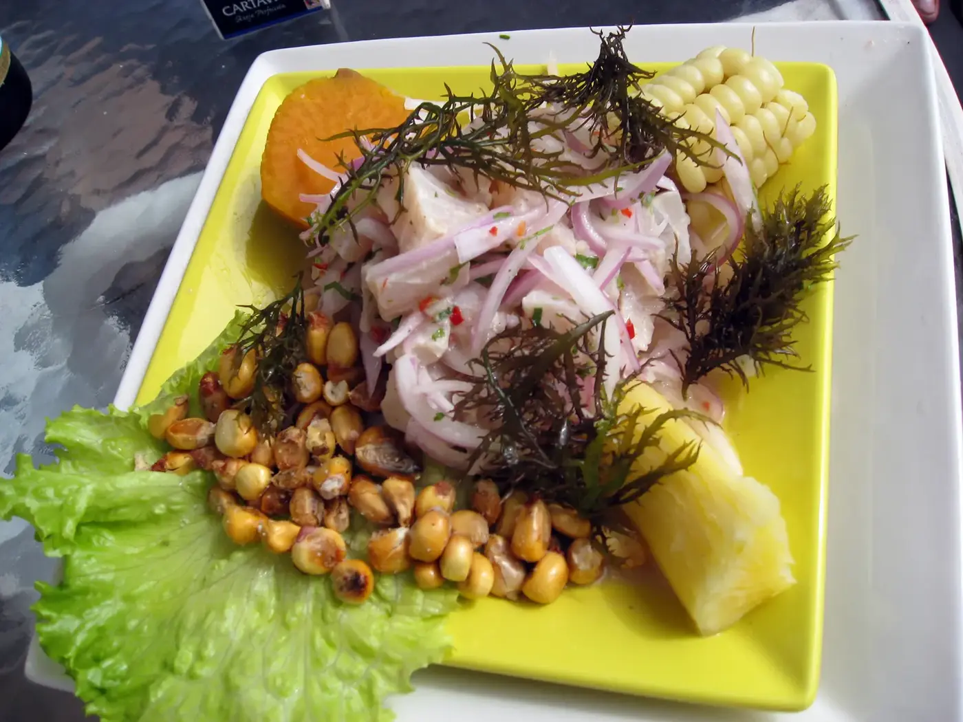 A plate of fish ceviche in La Punta, Callao, Peru