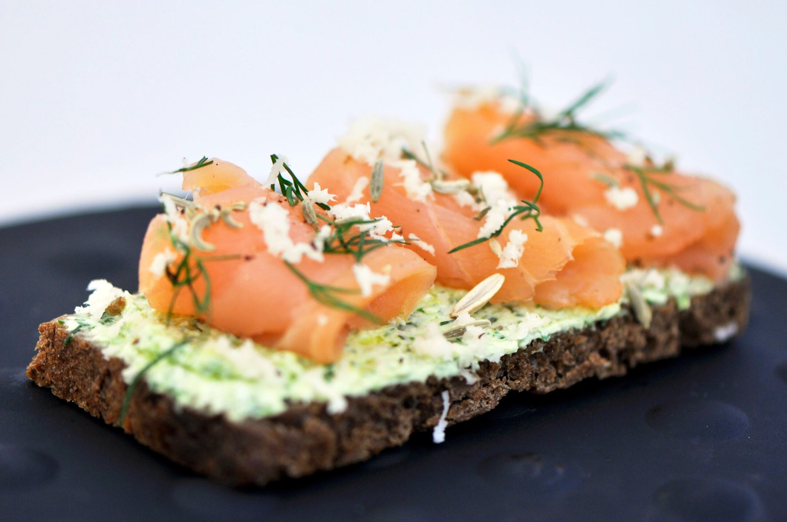 Cold-smoked salmon served with horseradish cream and dill
