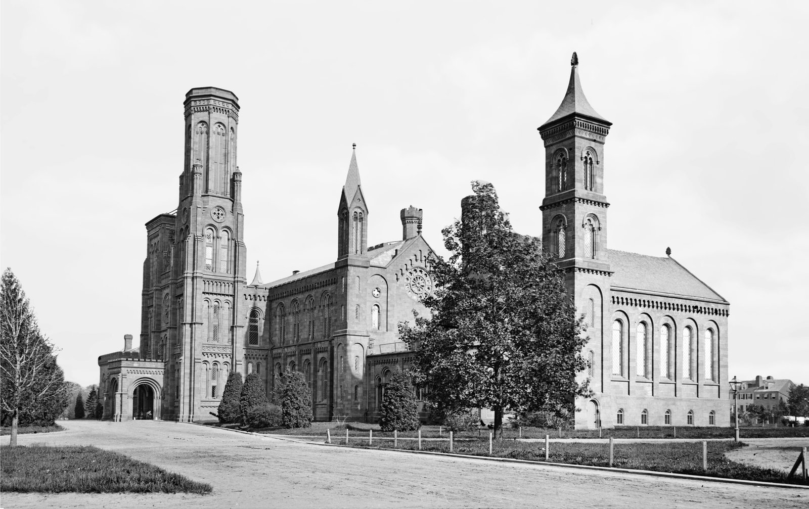 Historic photograph of the Smithsonian Institution Building, known as the Castle, in Washington, D.C.