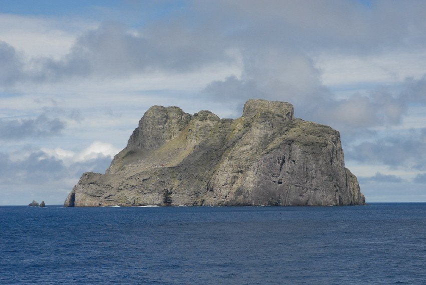 Steep rocky profile of Malpelo Island rising from the Eastern Tropical Pacific