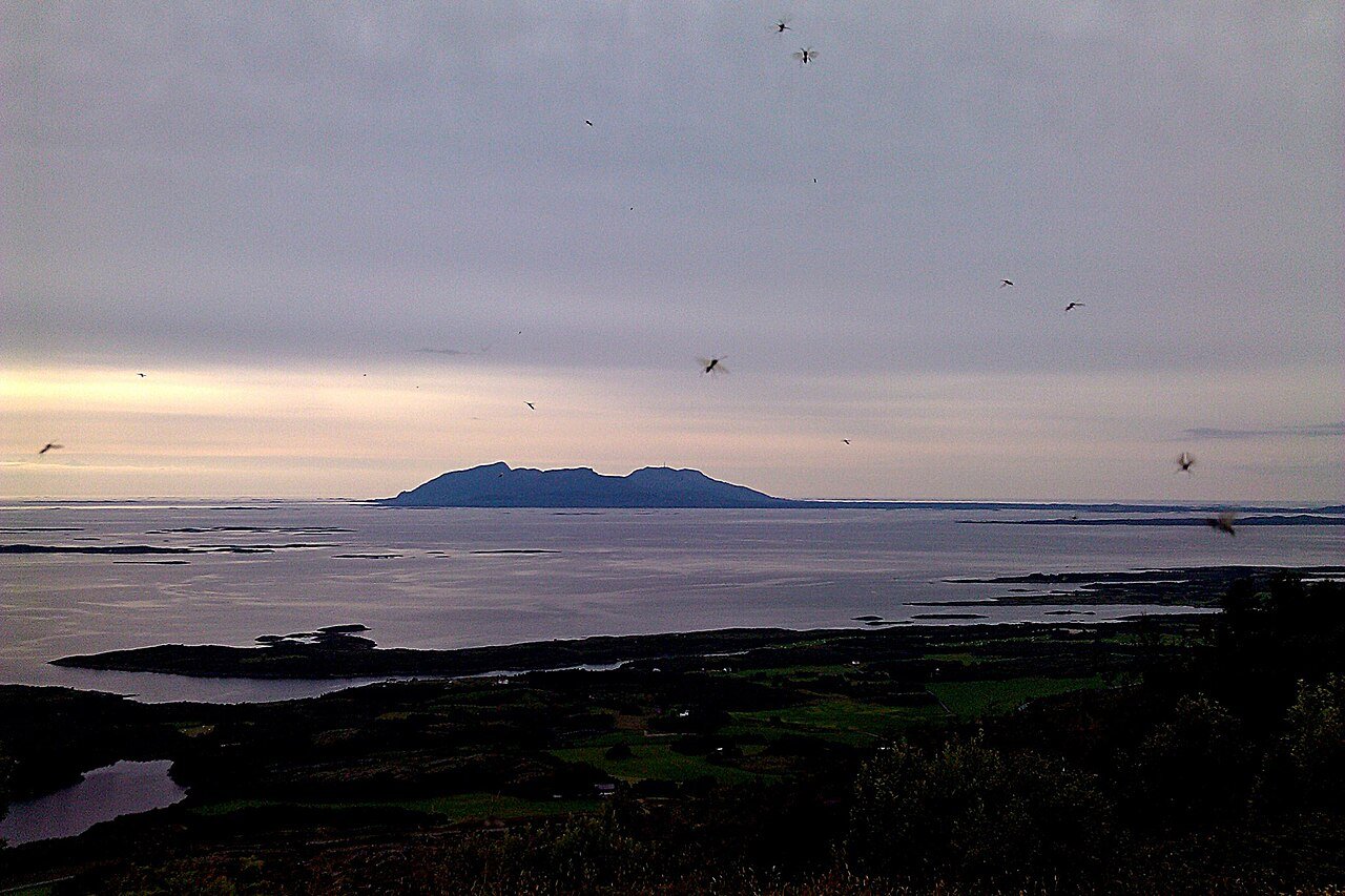 View across sea and islands in the Vega Archipelago of Norway